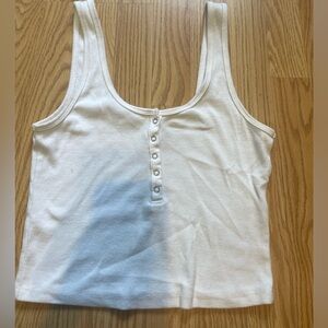 Abercrombie and fitch white ribbed cropped tank top